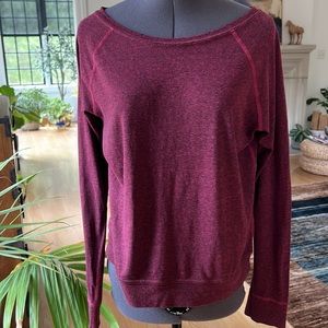 Current Elliott Burgundy Long Sleeve Tee Sweatshirt Decorative Stitching Sz 0